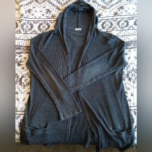 PacSun John Galt Gray hooded lightweight open front cardigan size Large